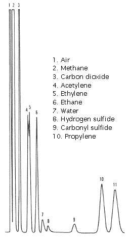 hydrocarbons/sulfur gases chromatogram